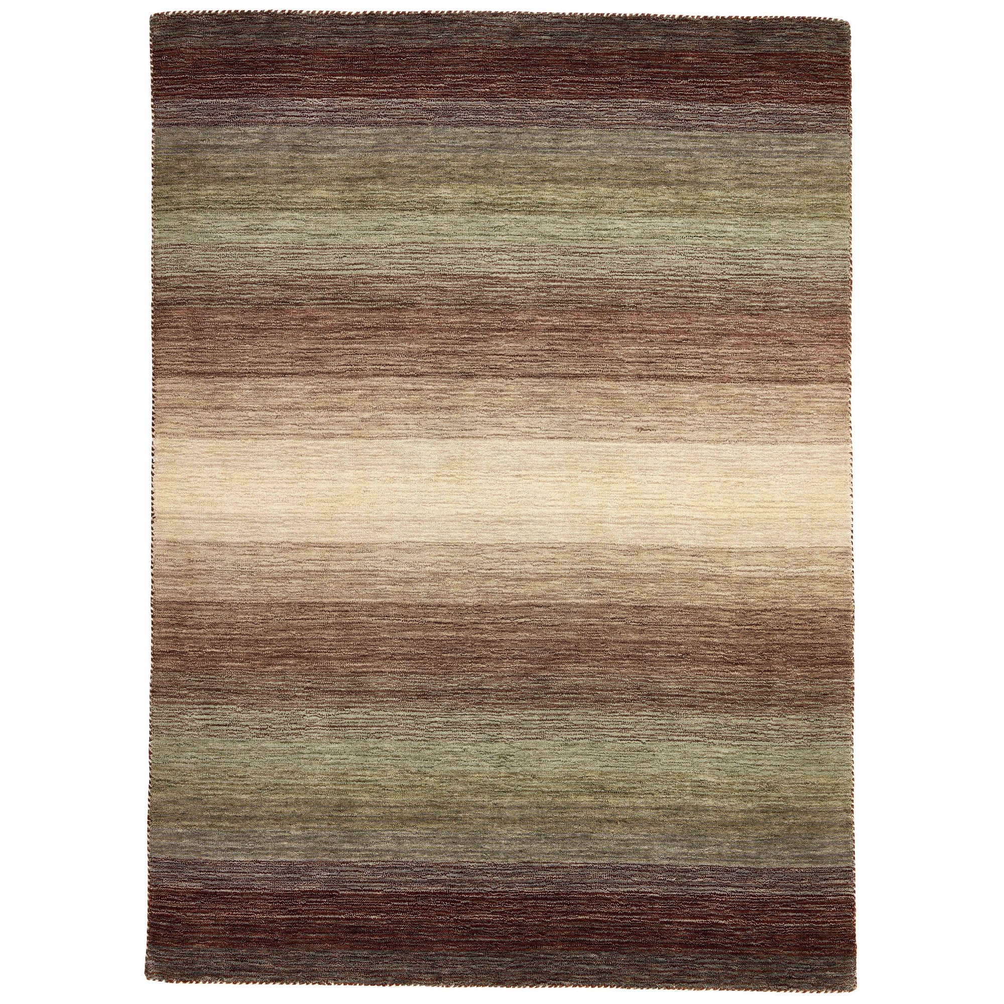 Panorama Modern Wool Striped Rug Hlc200114 In Green Multi